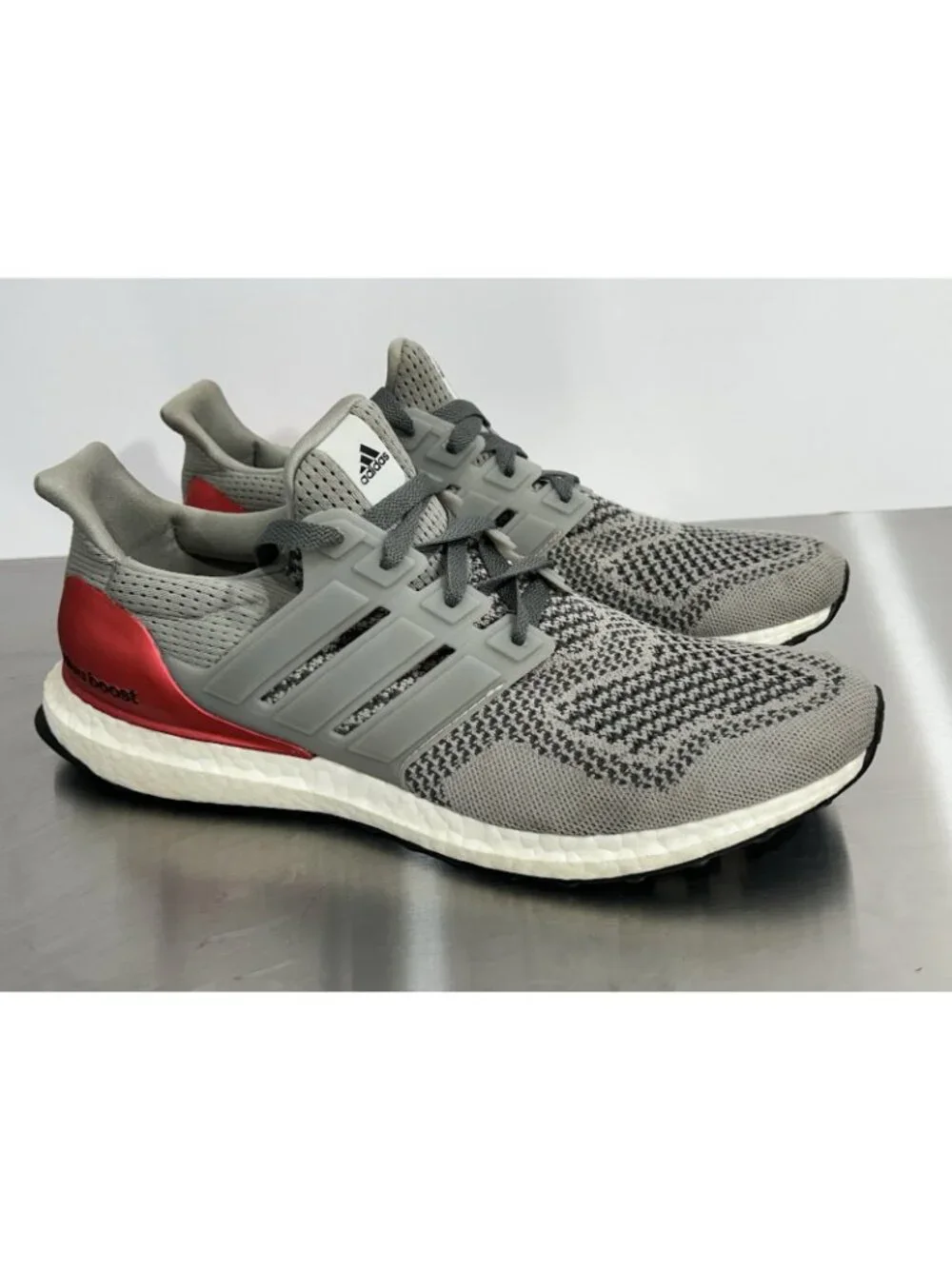 adidas Ultraboost 1.0 DNA Grey Scarlet Red Men’s 10.5 Running Shoes HR0062